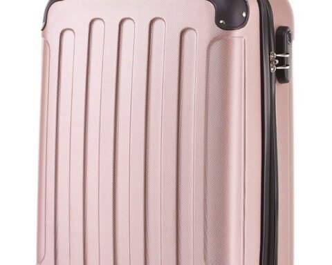 BEIBYE Hartschalen Koffer M 4 Rollen Rosa Gold