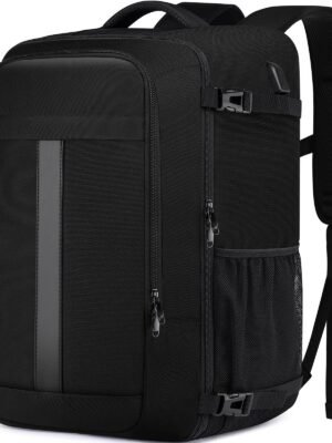 PUSLOM Handgepäck Rucksack 48L Schwarz 55x35x25 cm