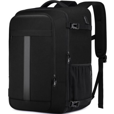 PUSLOM Handgepäck Rucksack 48L Schwarz 55x35x25 cm