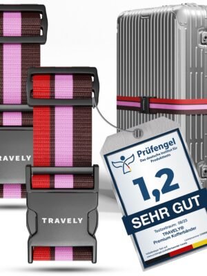 Travely Koffergurt 2er Set mit Namensschildern
