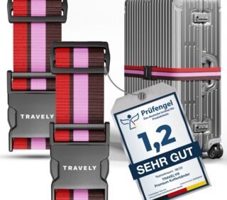 Travely Koffergurt 2er Set mit Namensschildern
