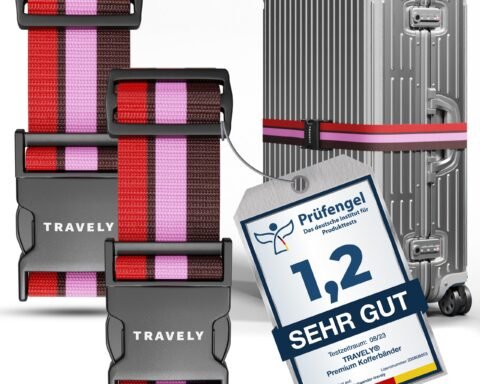 Travely Koffergurt 2er Set mit Namensschildern